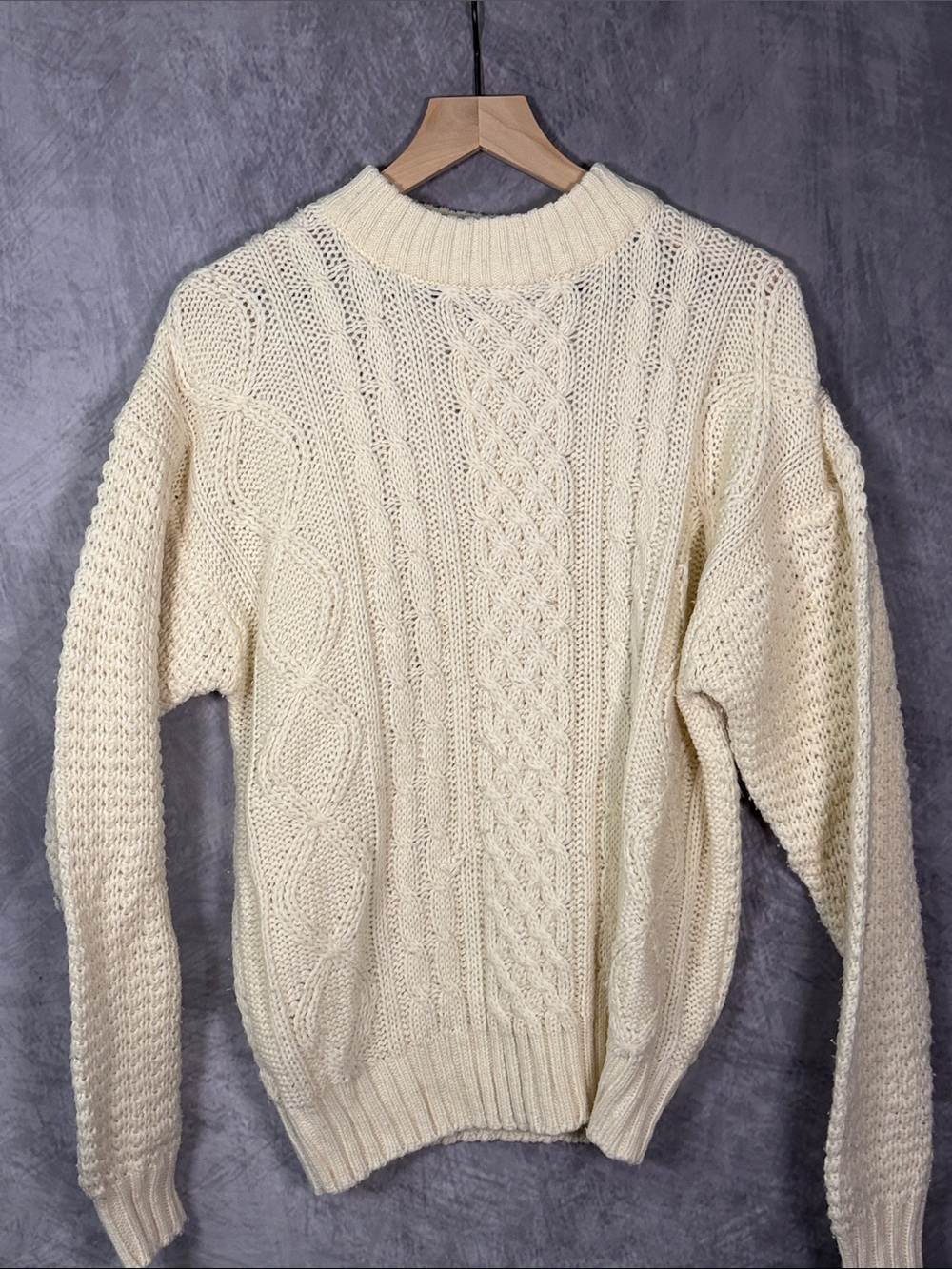 Women's Cream Cable Crewneck Sweater - Timeless Knit